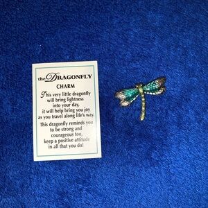 Dragonfly Charm in Blue and Silver